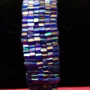 Blue Multi Colored Borealis Beaded Bracelet